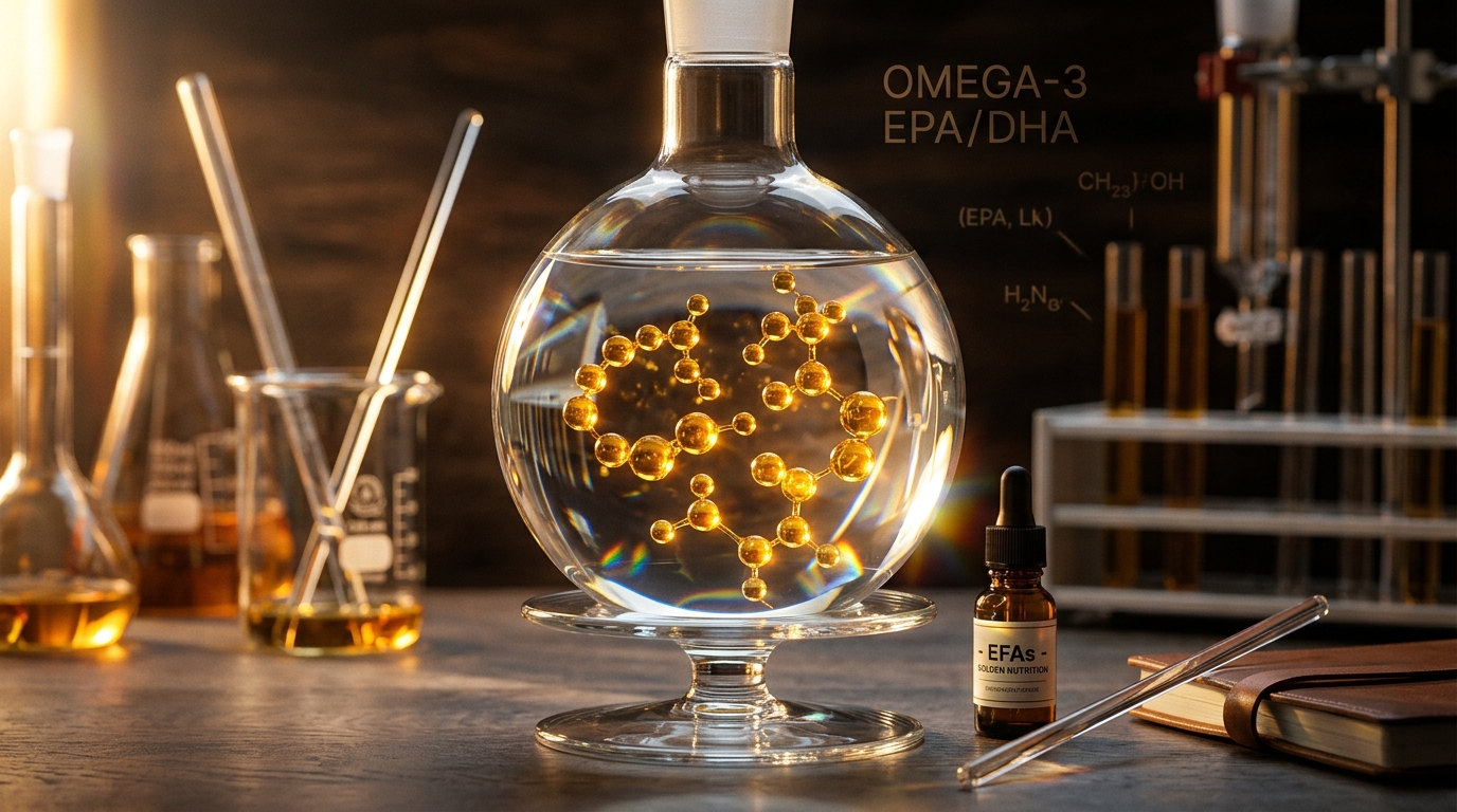 Golden oil droplets representing essential fatty acids