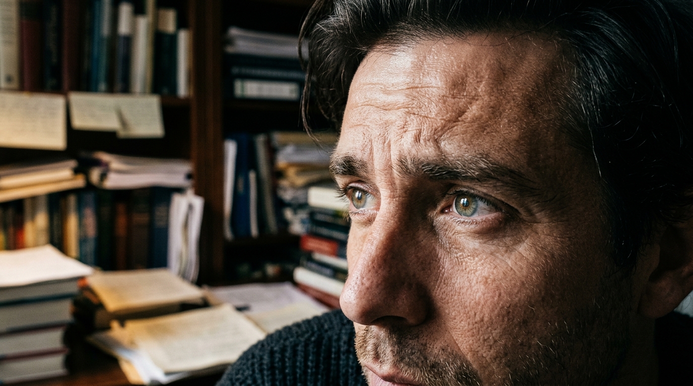 Man experiencing moment of cognitive realization and understanding