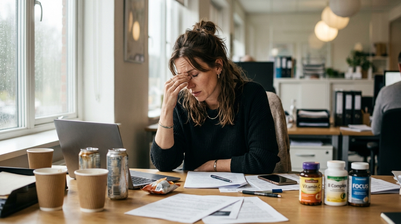 woman surrounded by ineffective energy solutions
