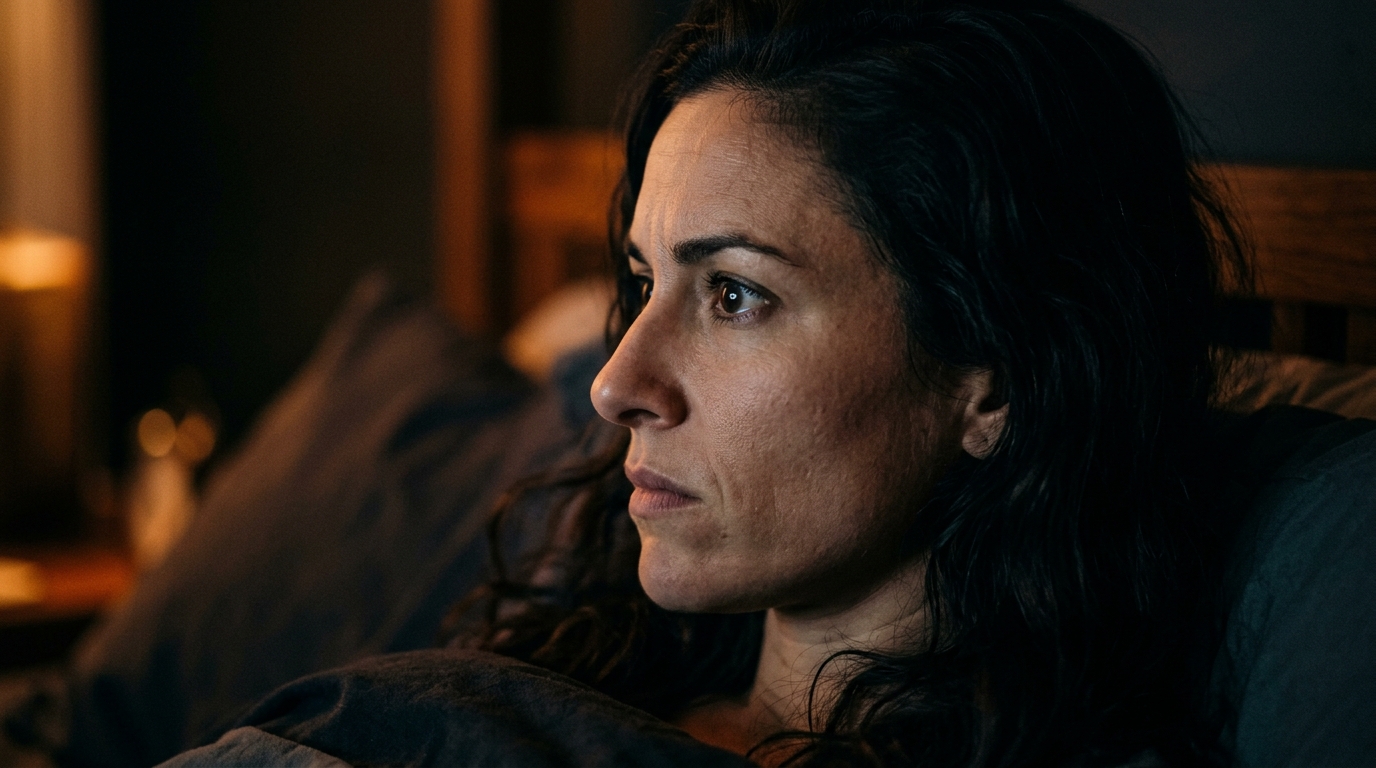 woman lying awake despite trying to sleep