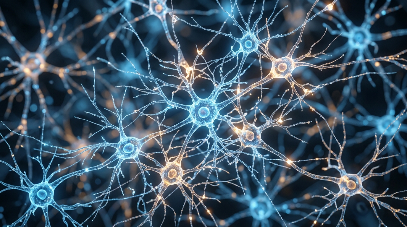 detailed cellular structures representing healthy brain function