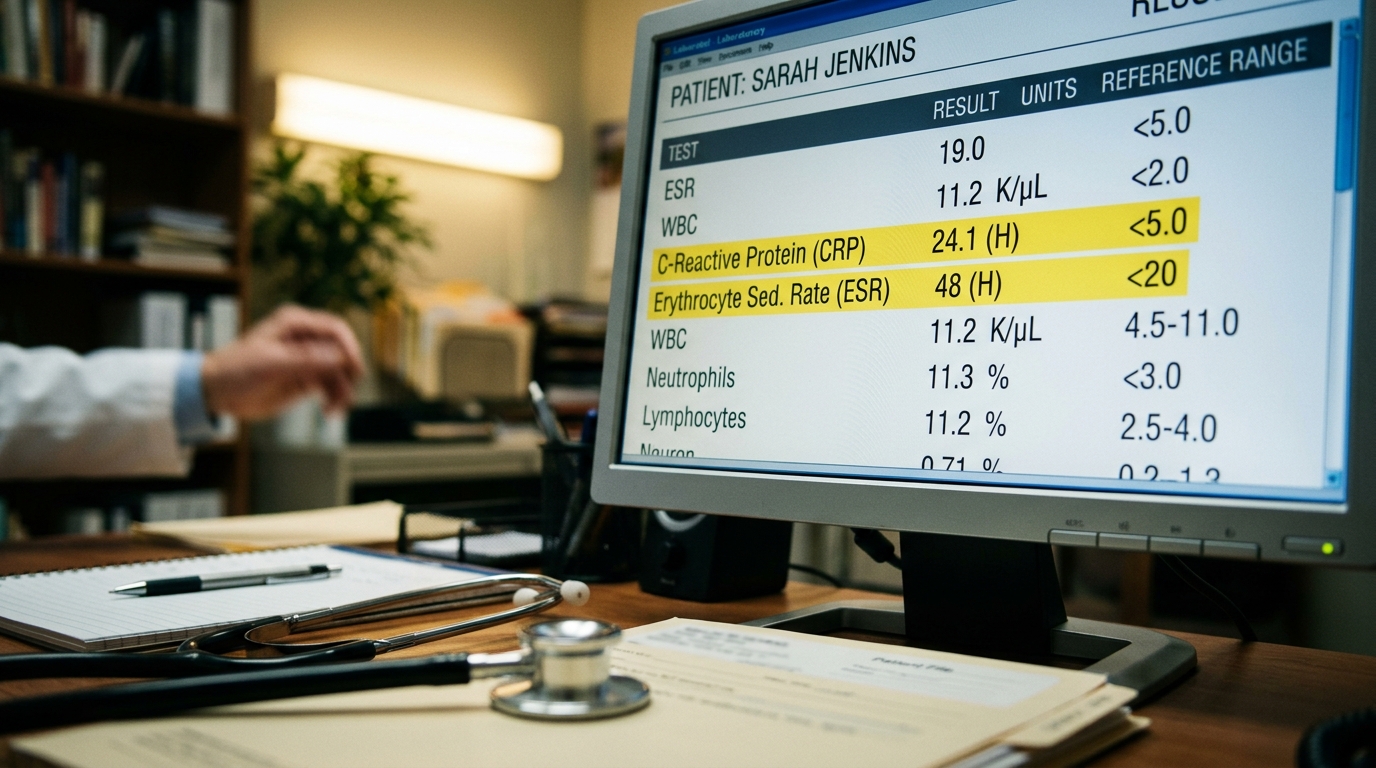 medical lab results on computer screen