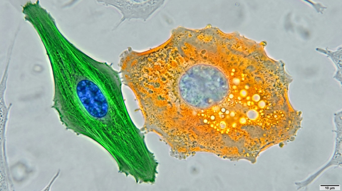healthy and damaged cells comparison view