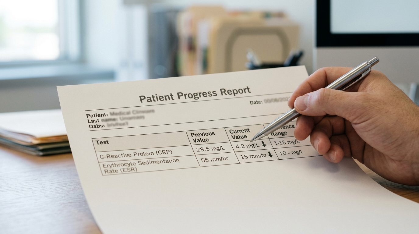 medical chart showing improved lab results