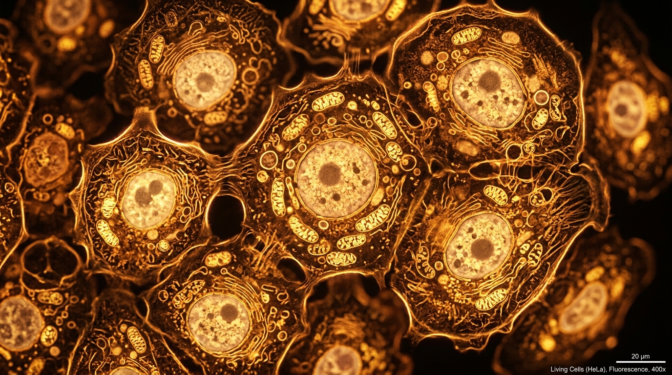 Microscopic view of active healthy cells