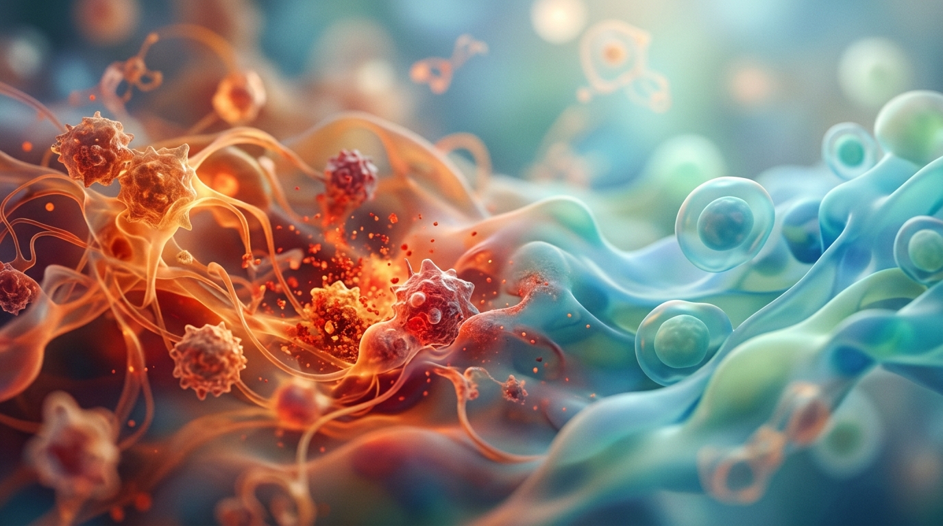 Abstract visualization of cellular inflammation healing