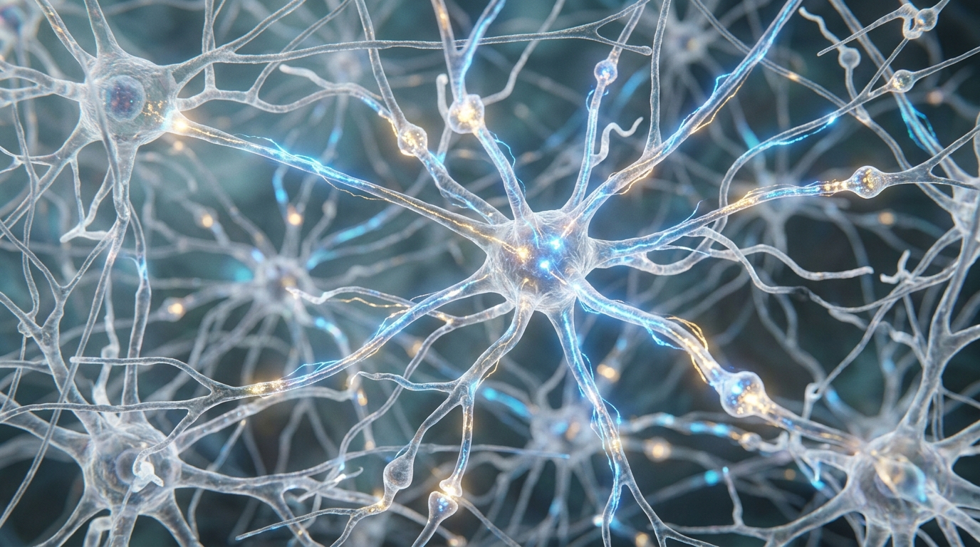 neural pathways with electrical activity flowing through connections
