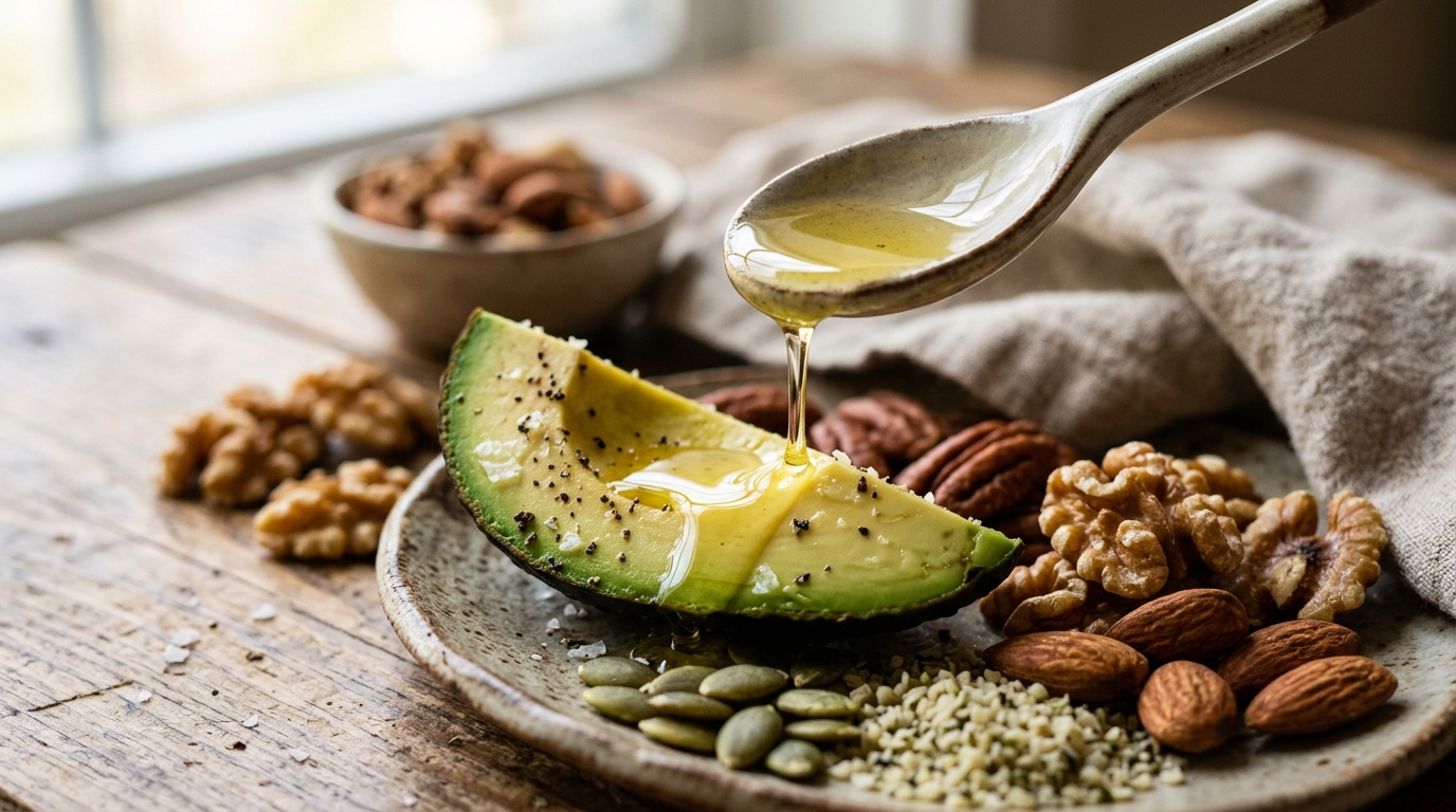 Healthy fats MCT oil avocado for supplement absorption