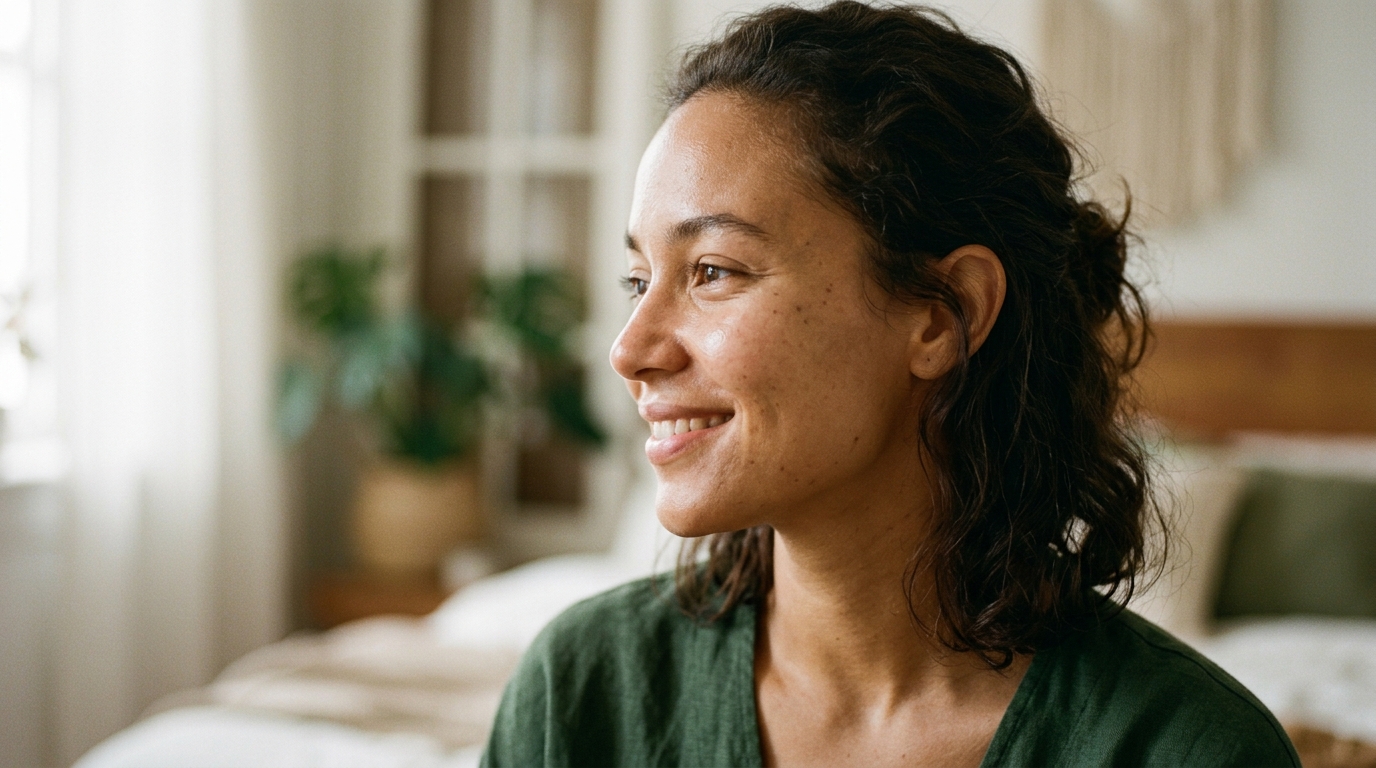 woman profile showing healthy skin texture