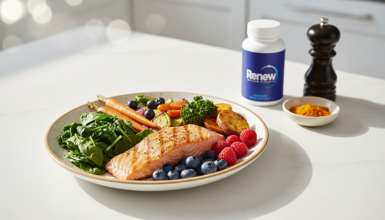 Colorful anti-inflammatory meal on a sunlit table