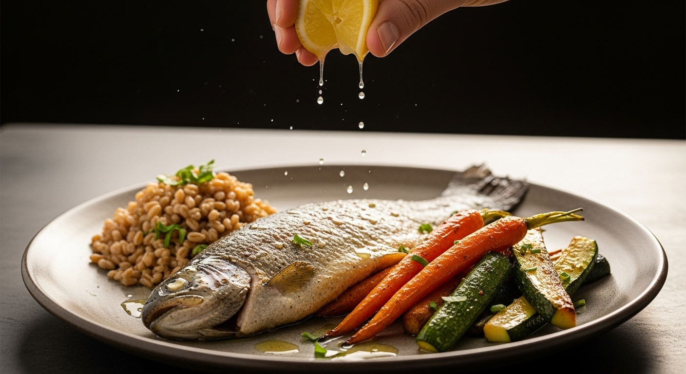 Simple Mediterranean dinner with lemon squeeze