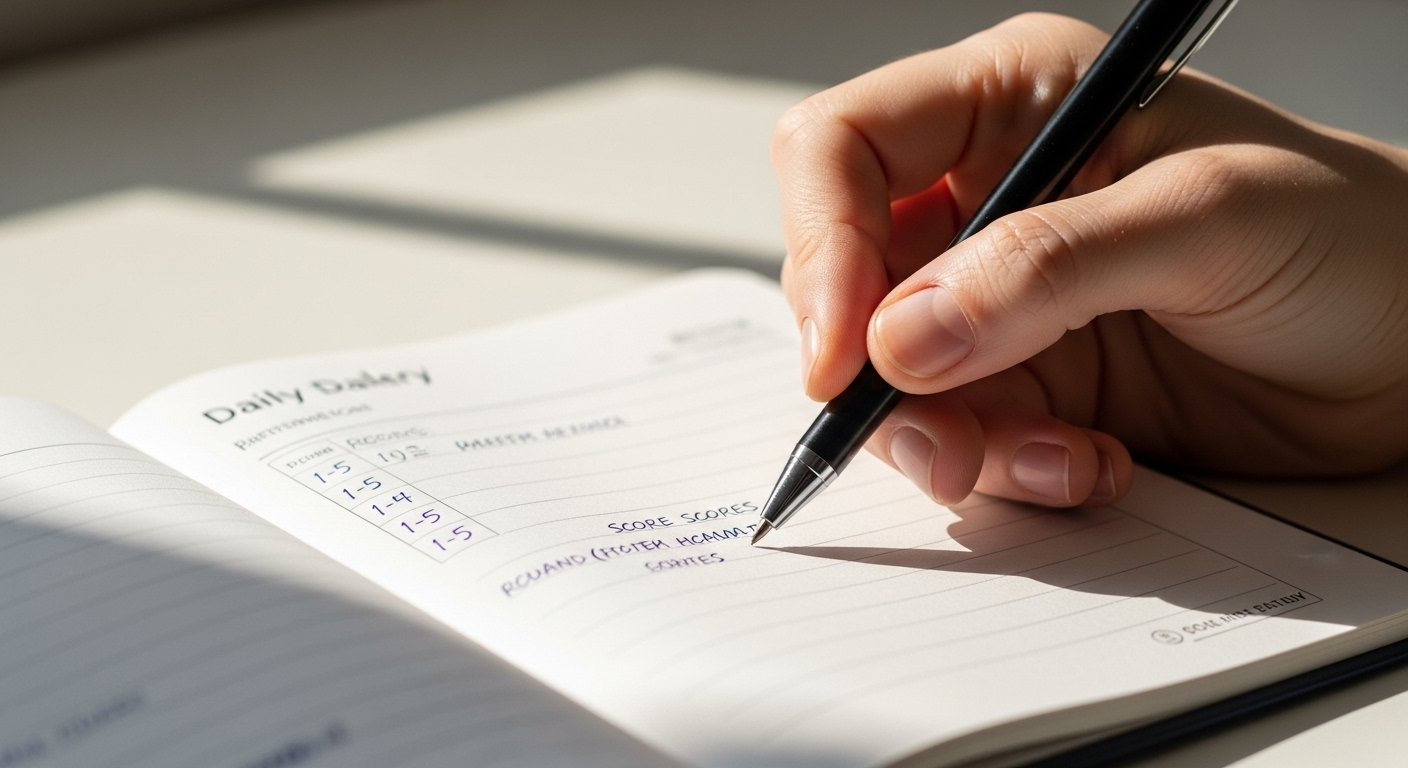 Hand scoring a daily clarity diary to track brain fog