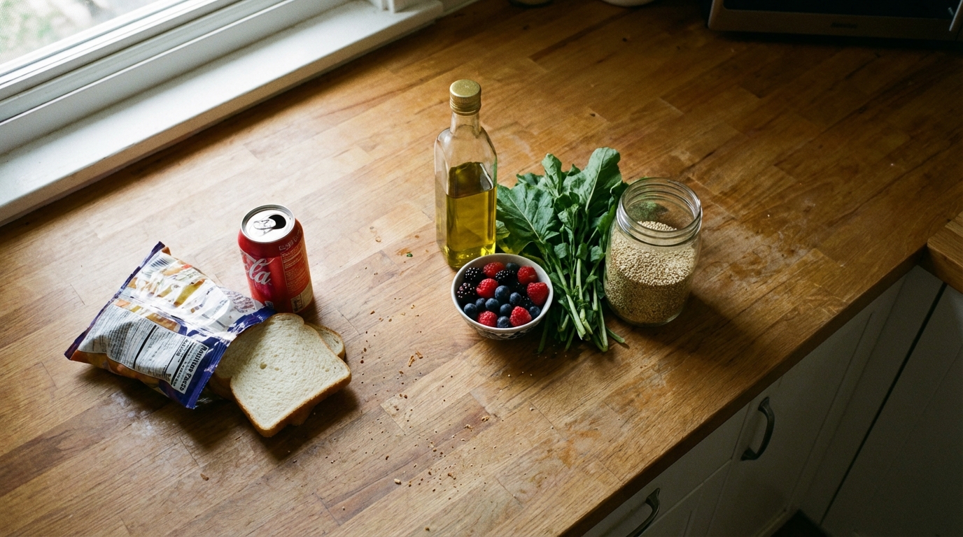 Kitchen counter showing simple food swaps