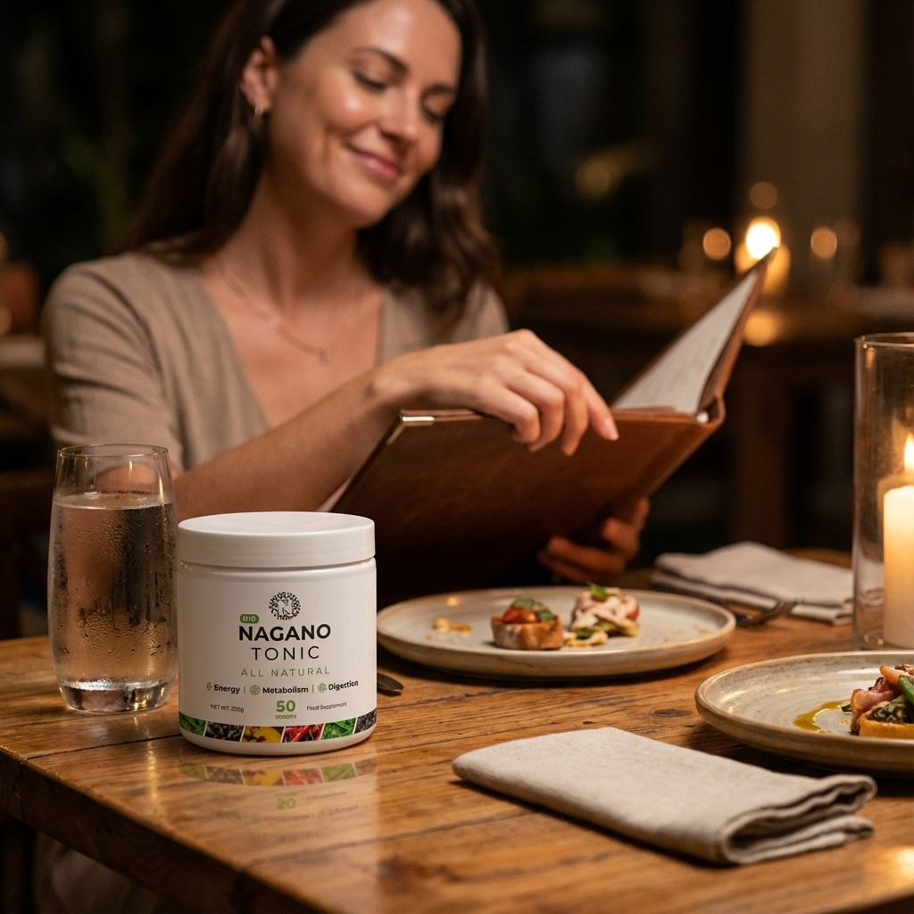 Nagano Tonic on a dinner table in warm evening light