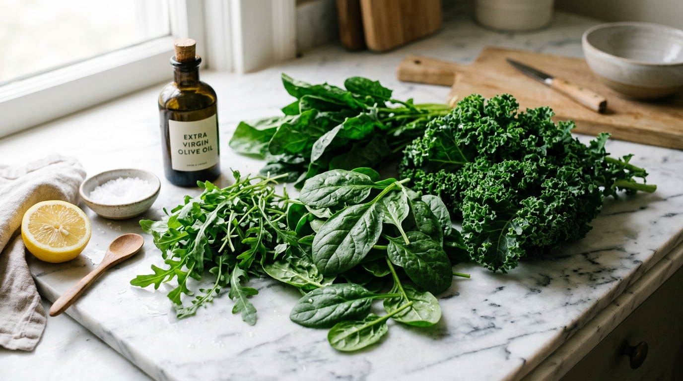 dark leafy greens spinach kale folate chlorophyll detoxification