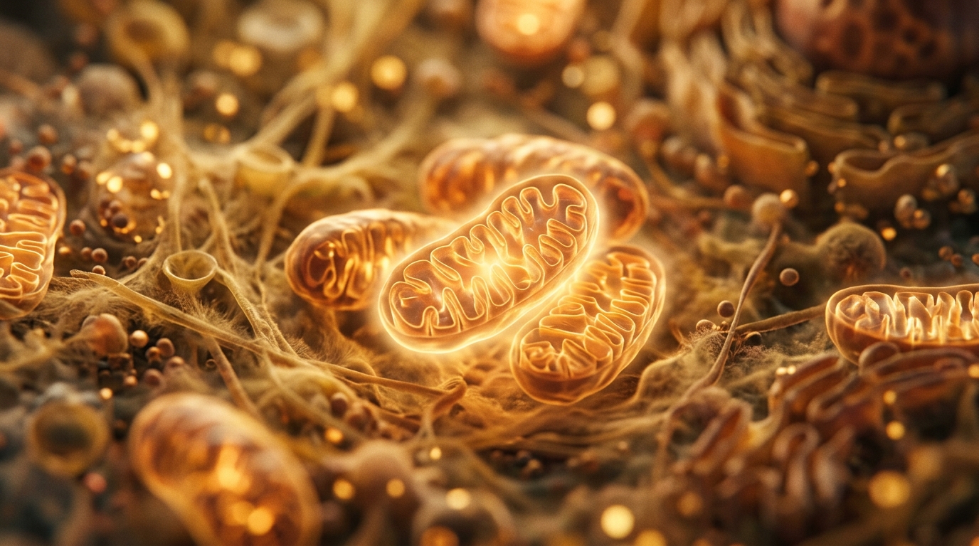 abstract cellular structures showing mitochondrial energy production
