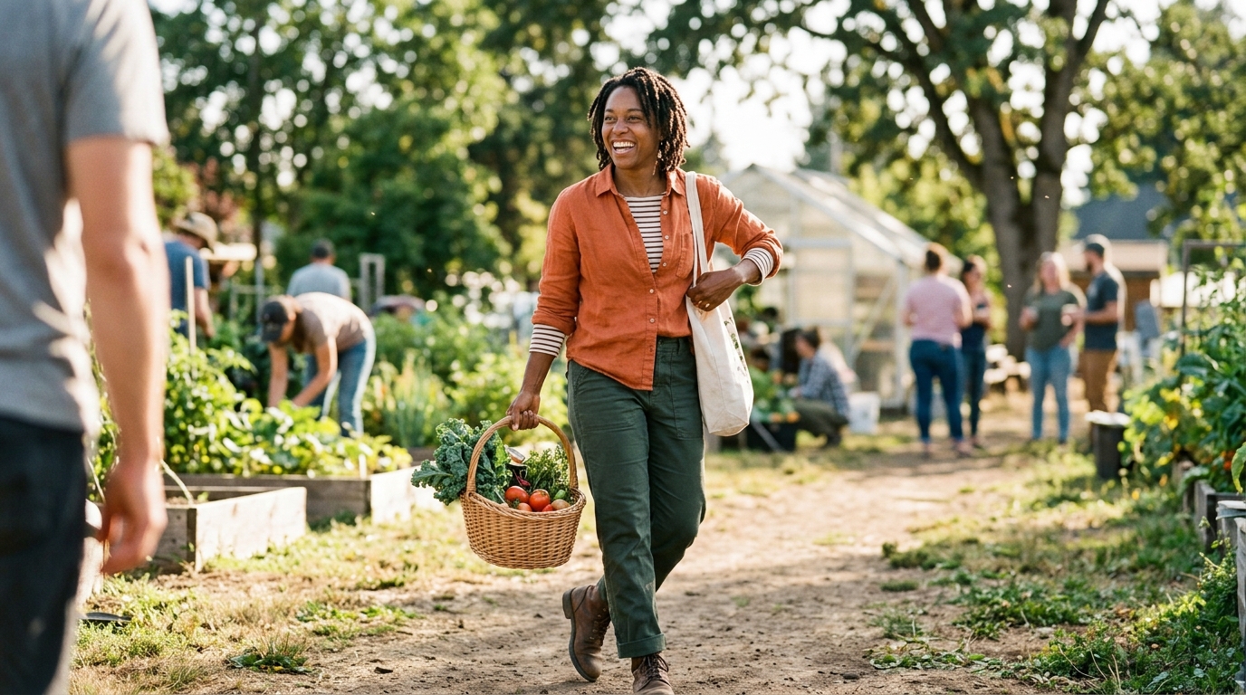 woman moving with natural energy during day