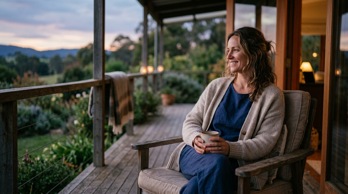 woman at peace during evening transition