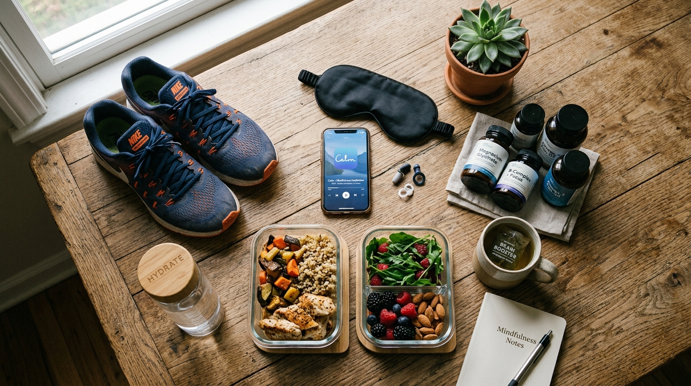 wellness items sleep exercise nutrition lifestyle