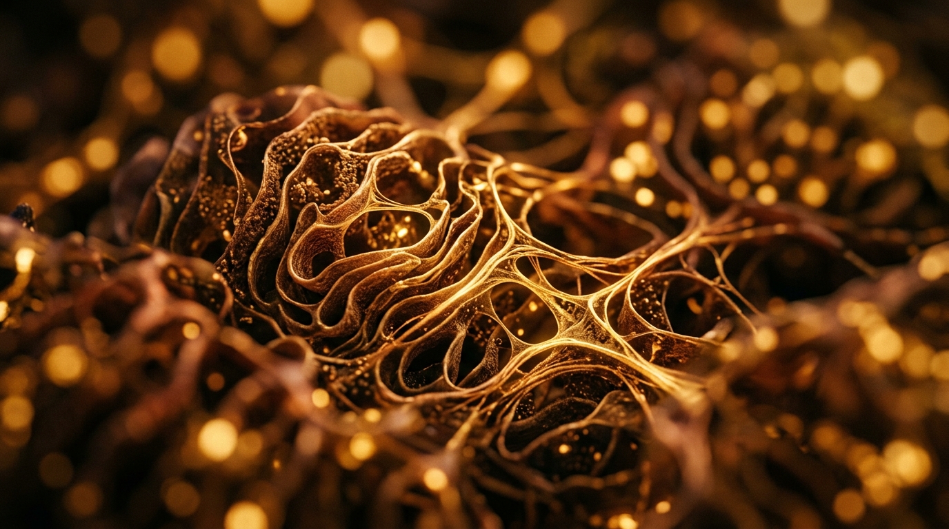 cellular energy pathways golden abstract macro