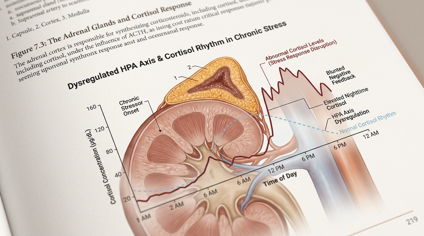 adrenal glands and cortisol disruption scientific visualization