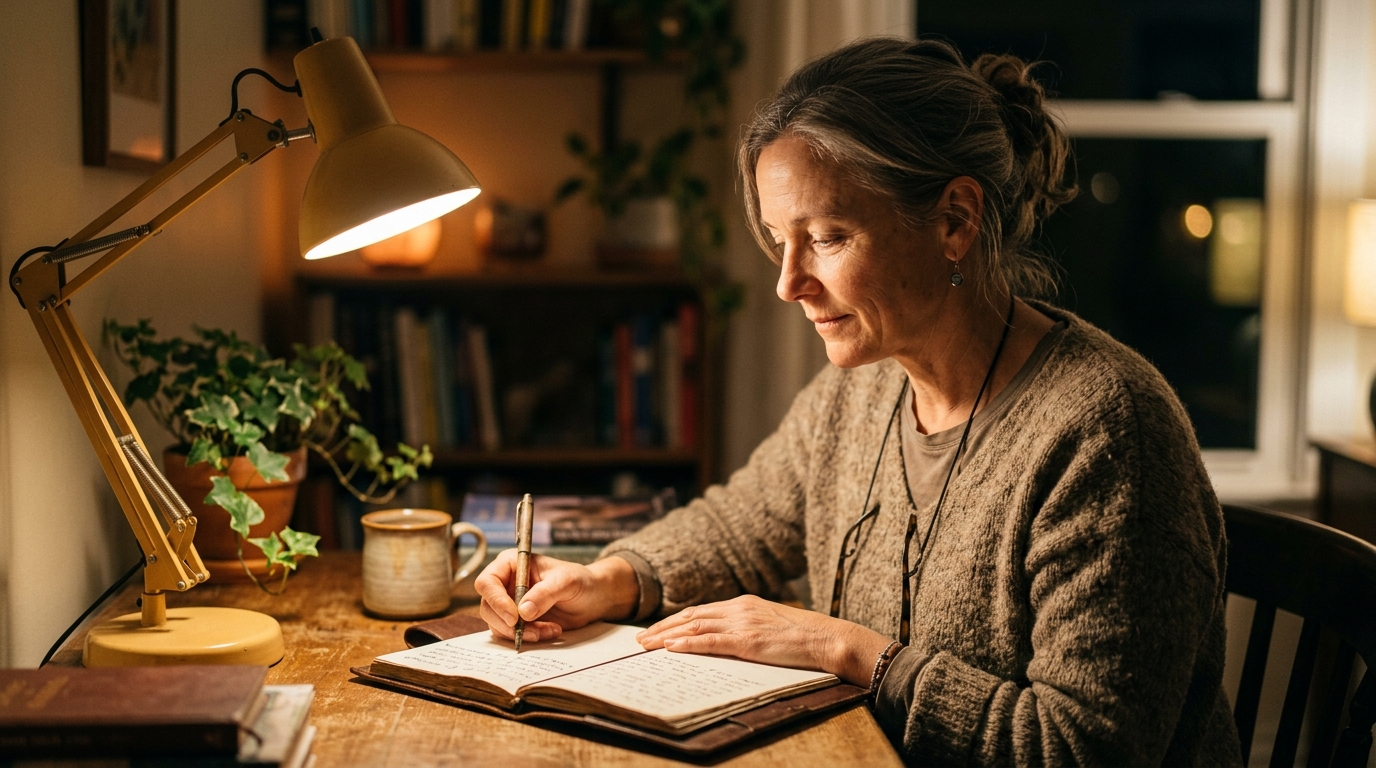 woman journaling about recovery insights