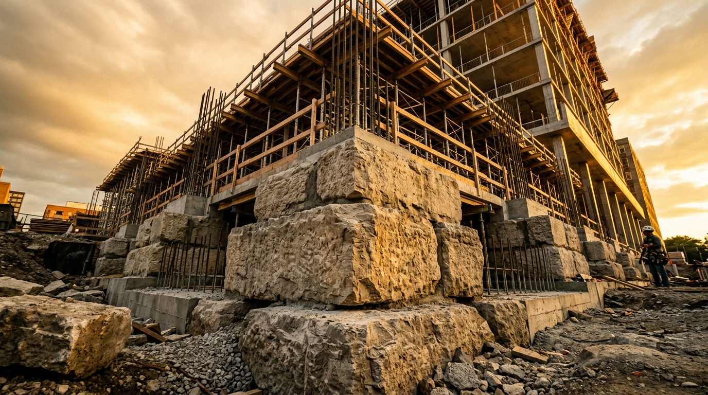 strong foundation stones in golden light