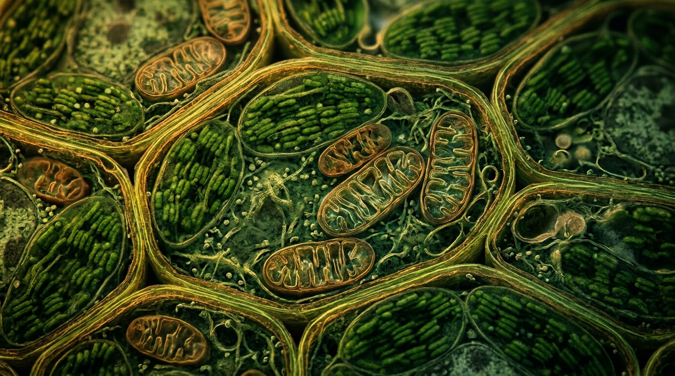 plant cell mitochondria macro photography detail