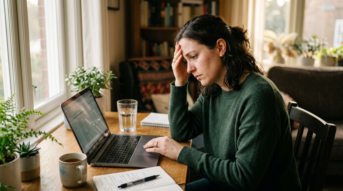 woman experiencing afternoon fatigue at desk