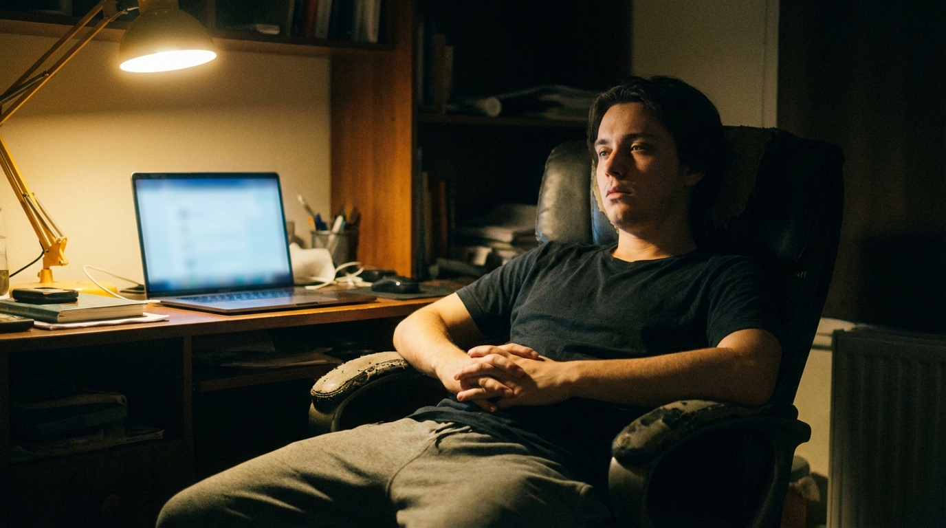 Tired person leaning back from a laptop, realizing willpower isn’t enough