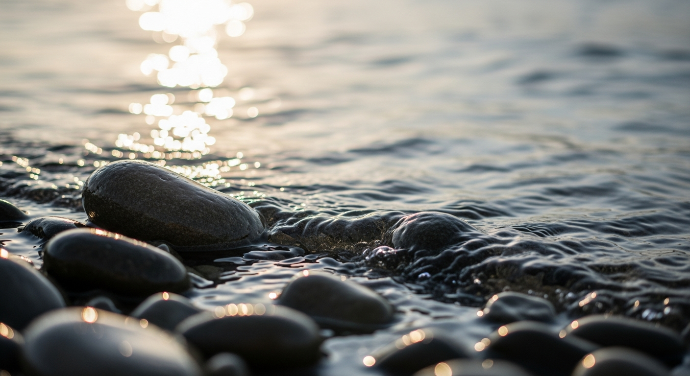 Gentle ripples along a flexible stone shoreline