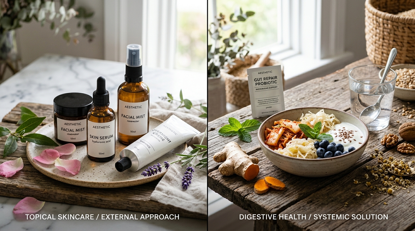 comparison of topical skincare versus internal health approach