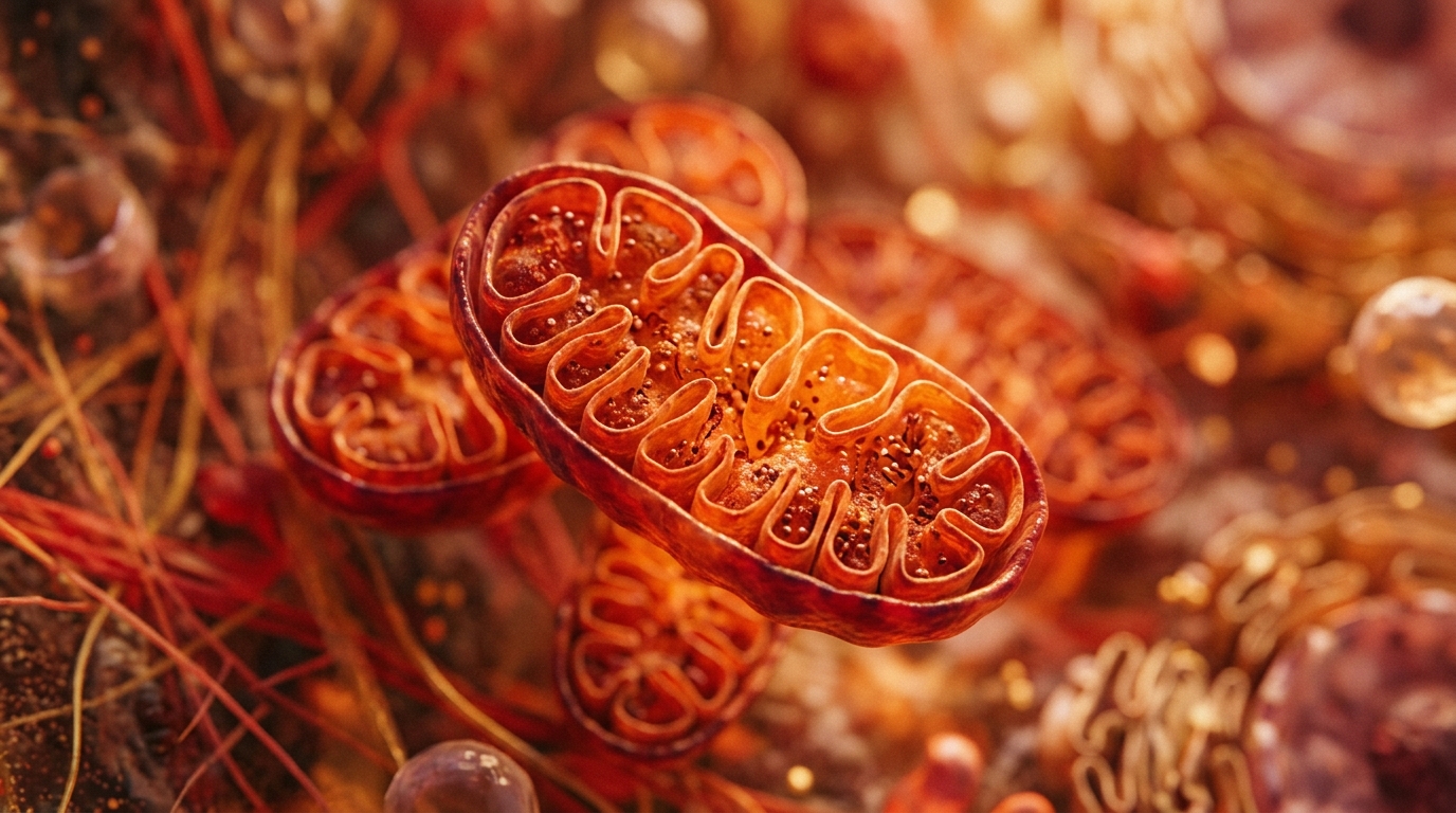 mitochondria cellular structures in warm tones