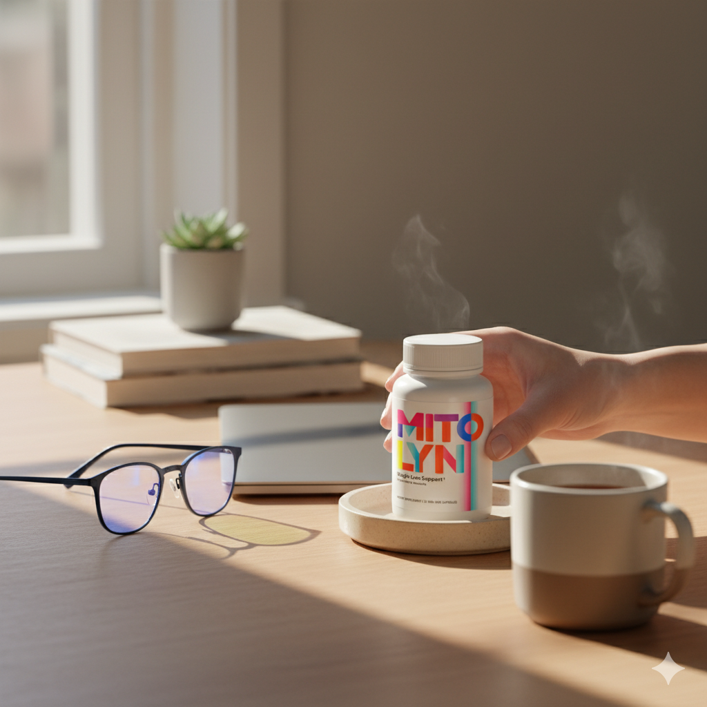 Mitolyn bottle placed beside a circled time on an afternoon planner.