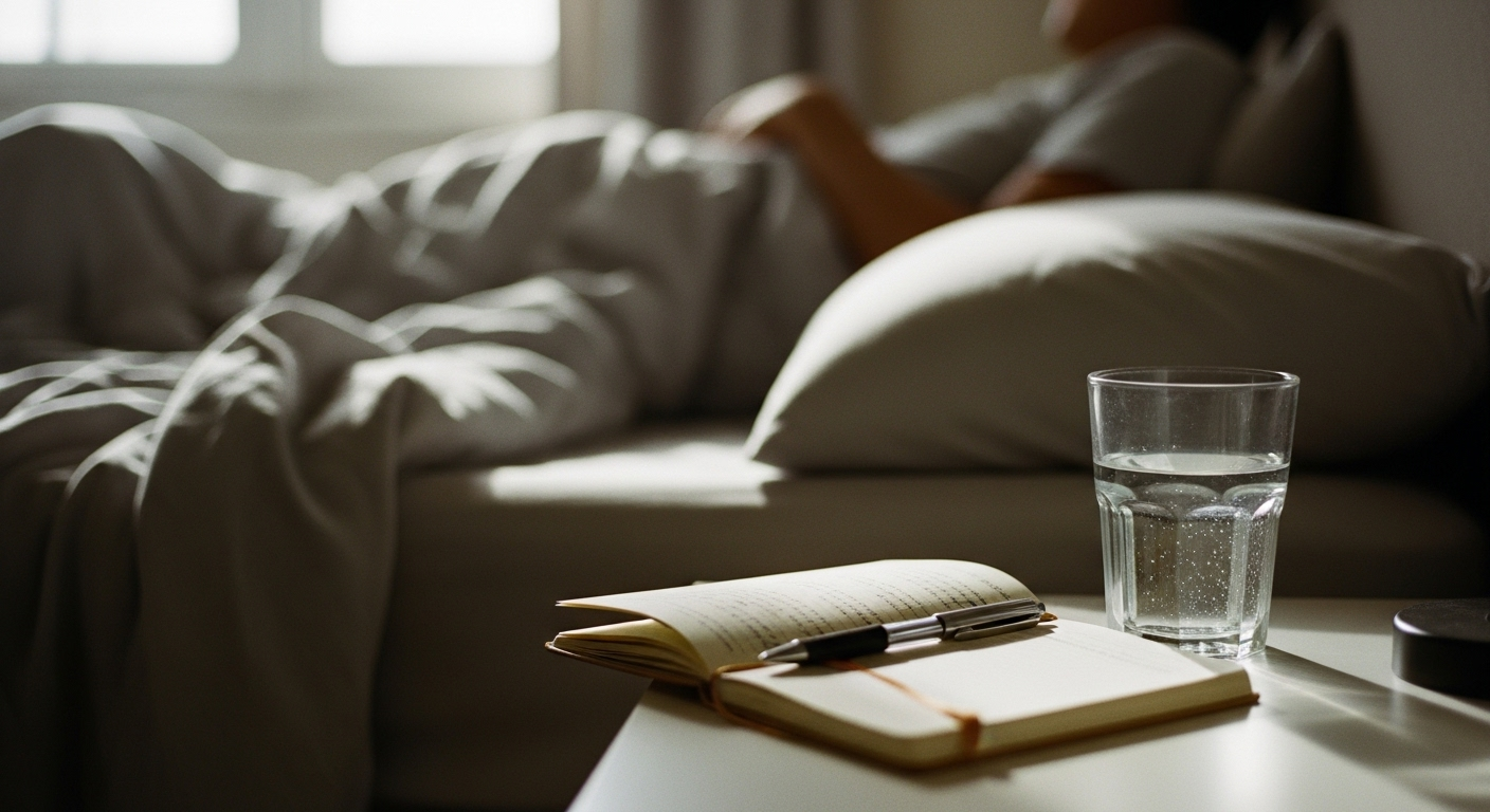 Bedside water starts a calmer morning