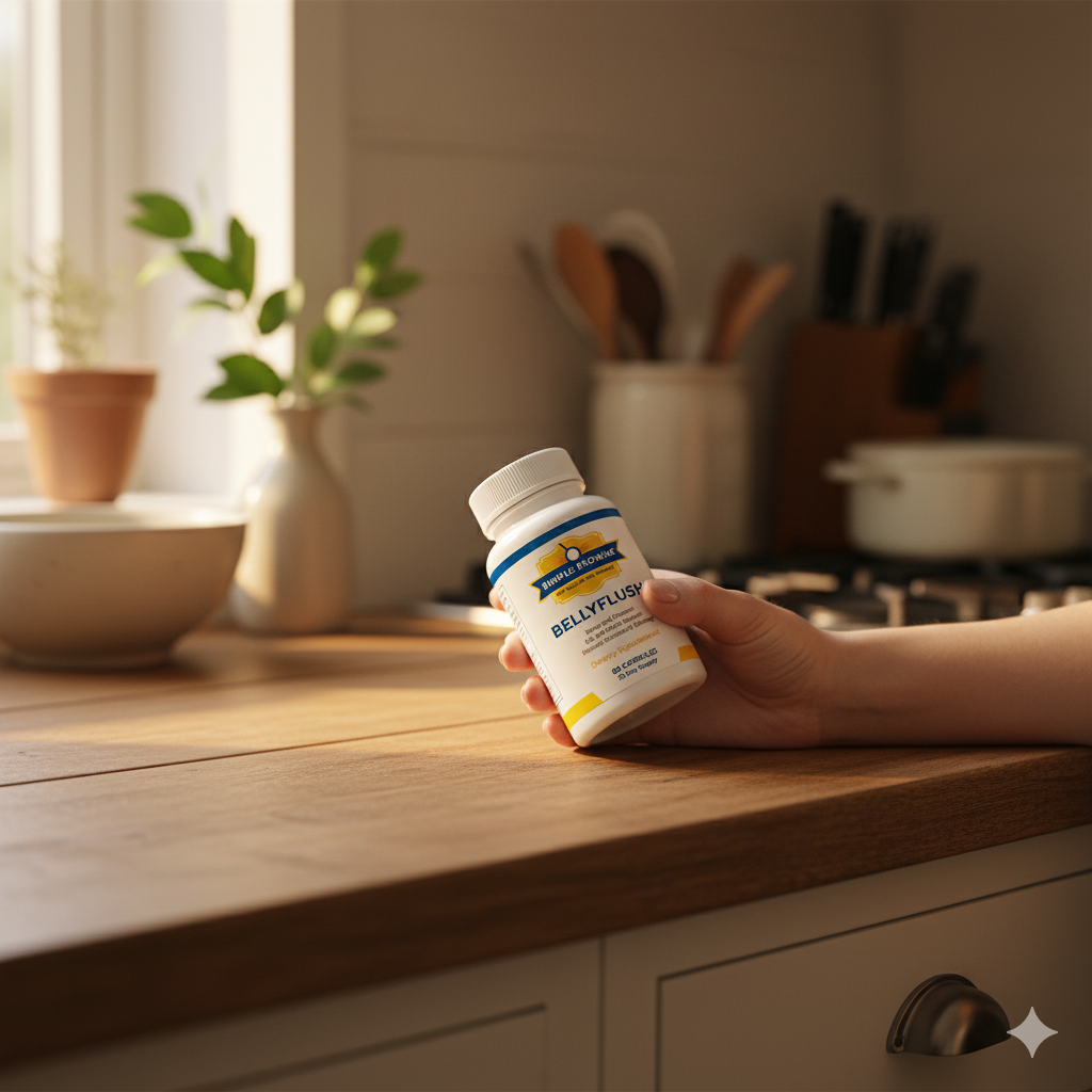 Passing a BellyFlush bottle at the door before a walk