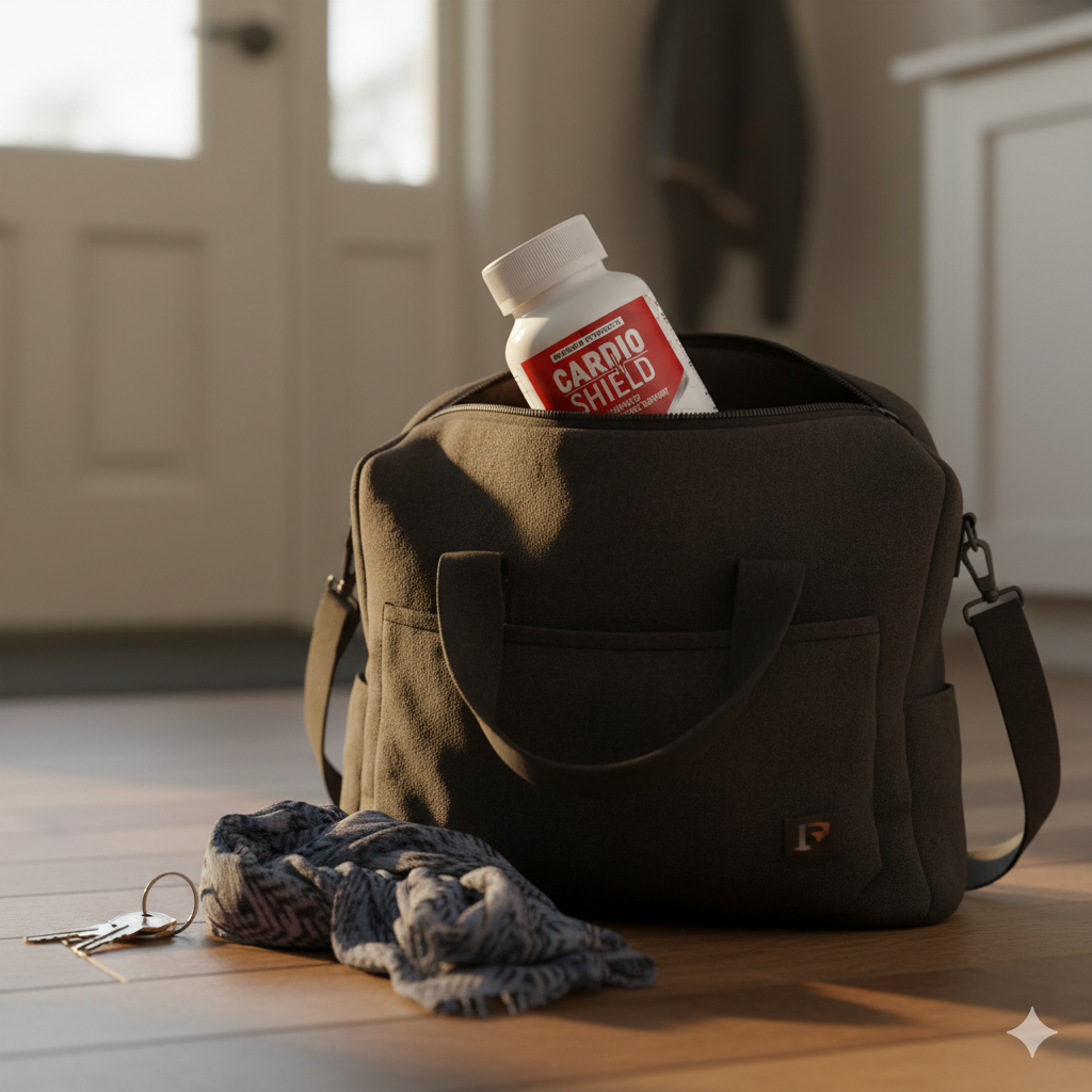 Cardio Shield by work bag for heart health micro habits