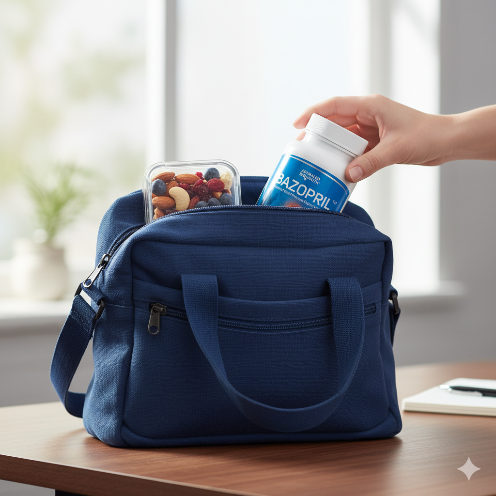 Daily heart health habits—Bazopril packed with lunch