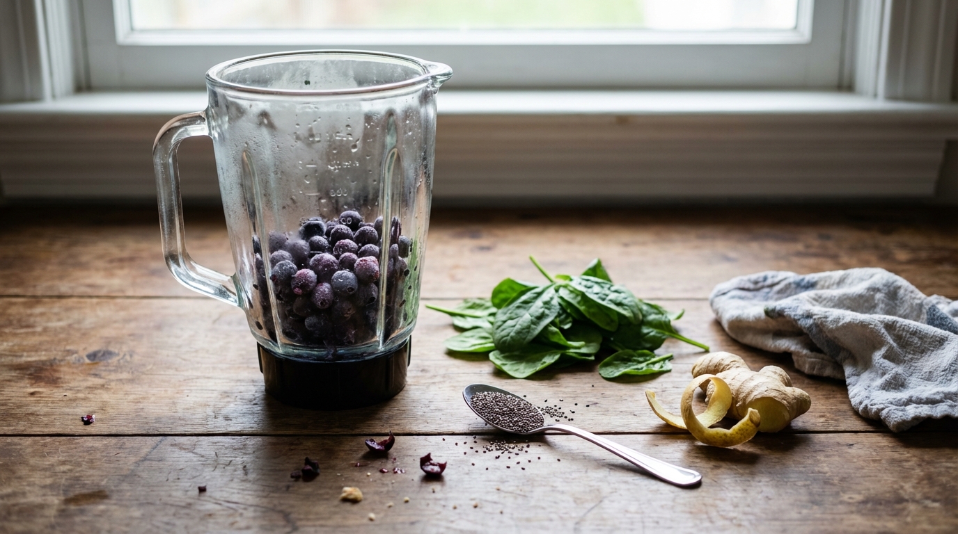 Smoothie ingredients arranged for a quick morning blend