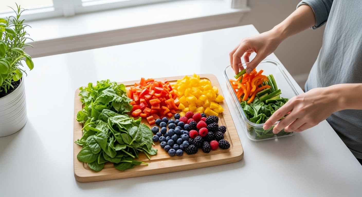 Colorful veggie prep for heart health micro habits
