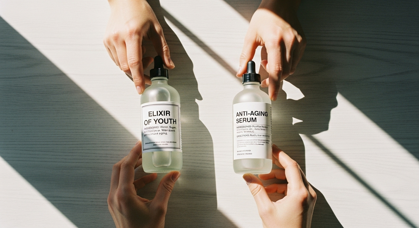 Hands comparing clean labels—daily heart health supplements picking.