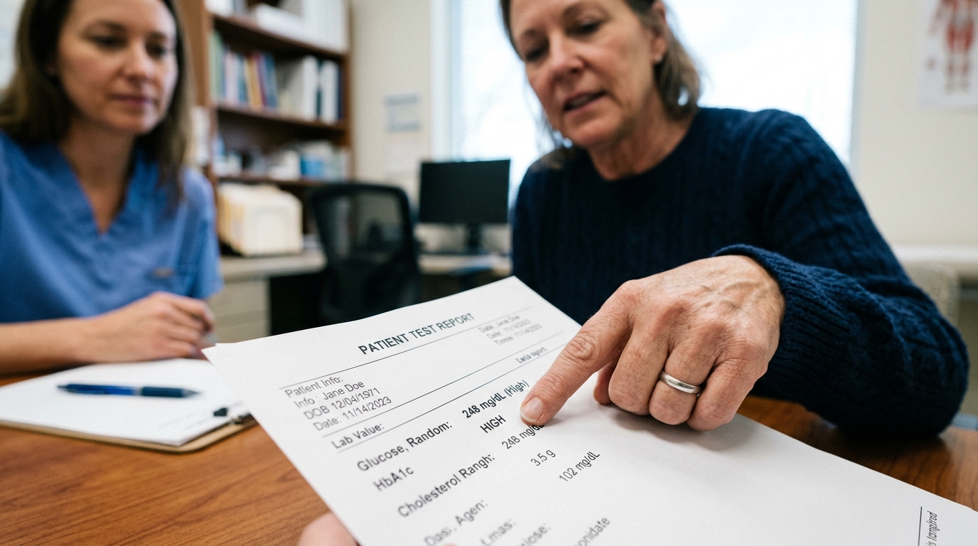 Medical test results revealing blood sugar patterns