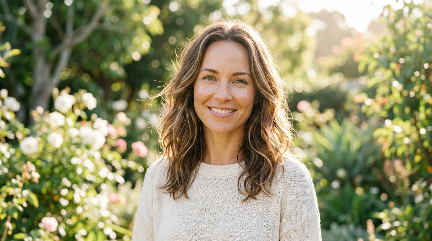 woman with healthy radiant complexion morning light