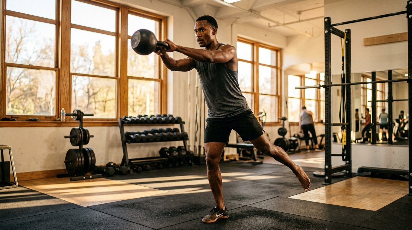 focused man exercising with clear mental energy