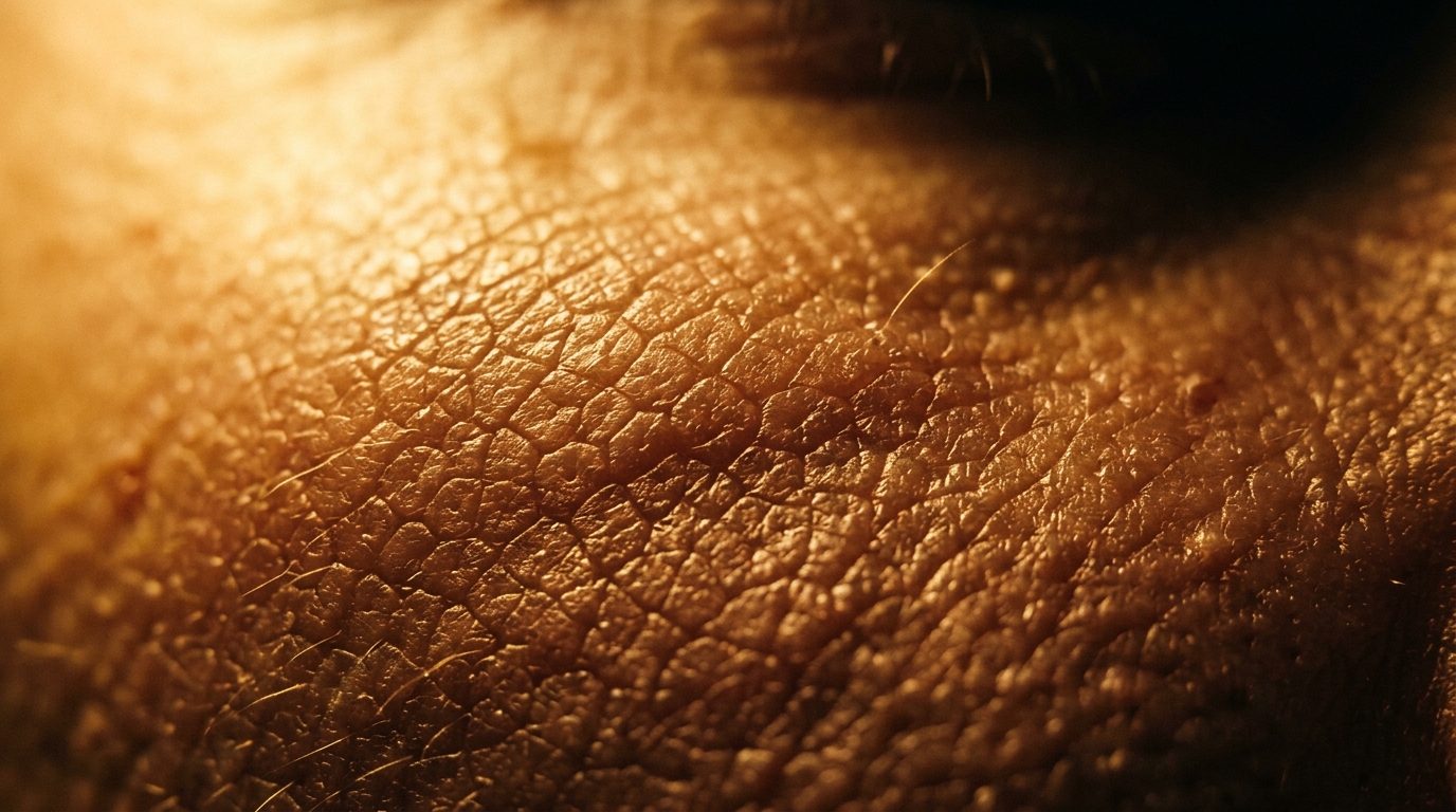 Close up skin texture illustrating barrier support and collagen focused care