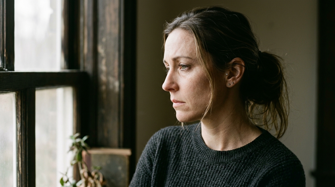 woman profile showing subtle signs of chronic stress