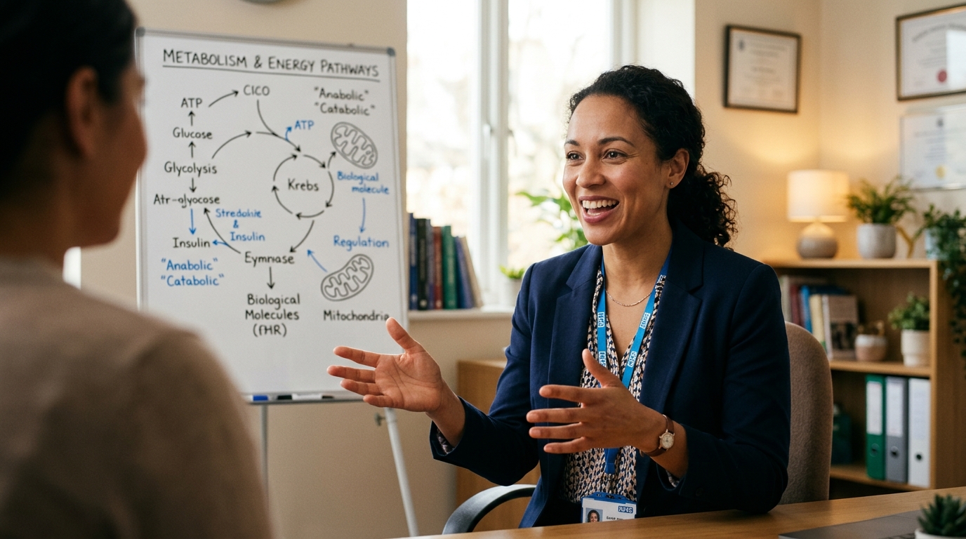 healthcare practitioner explaining metabolic health concepts