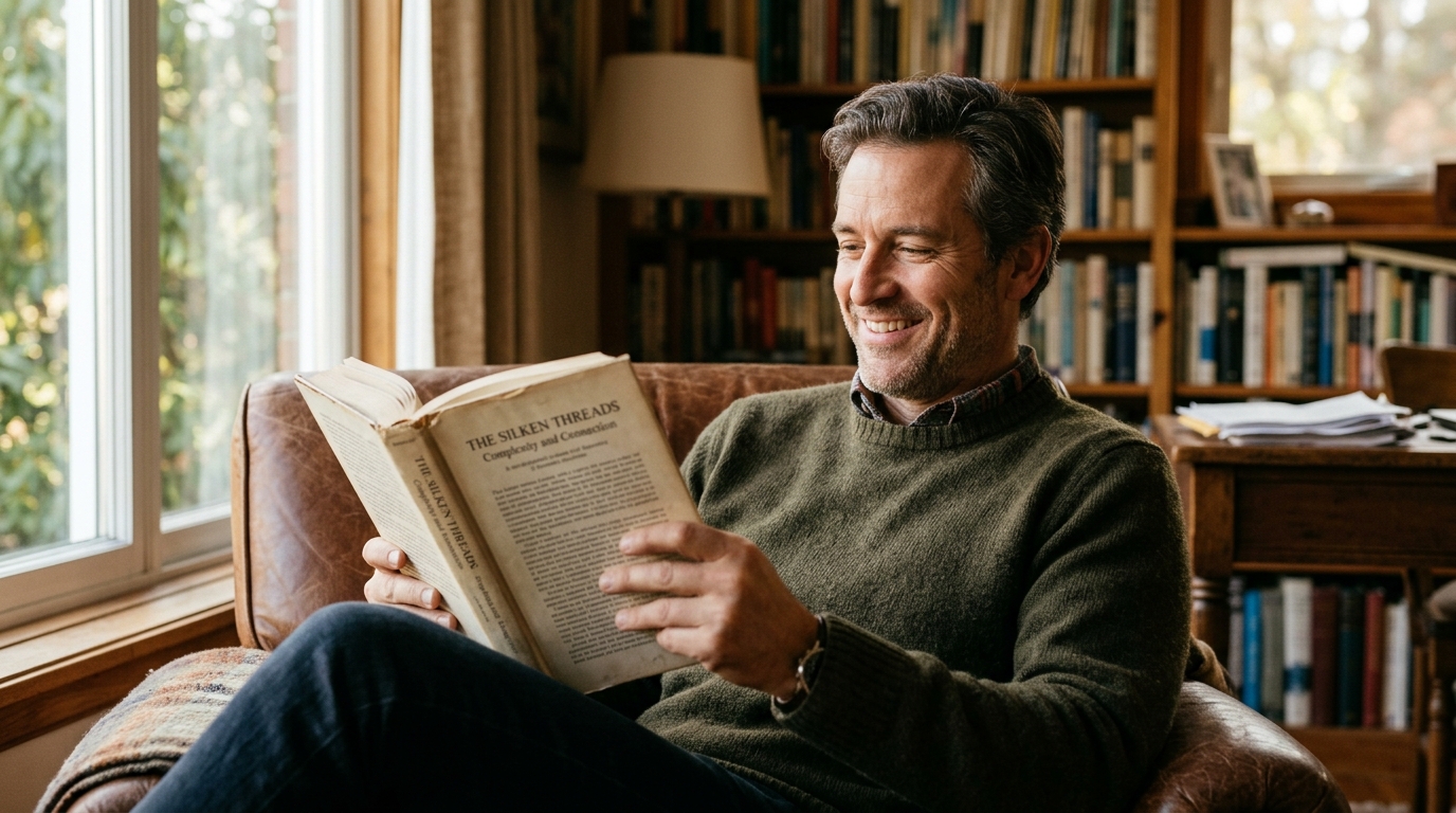 man reading with pleasure and understanding