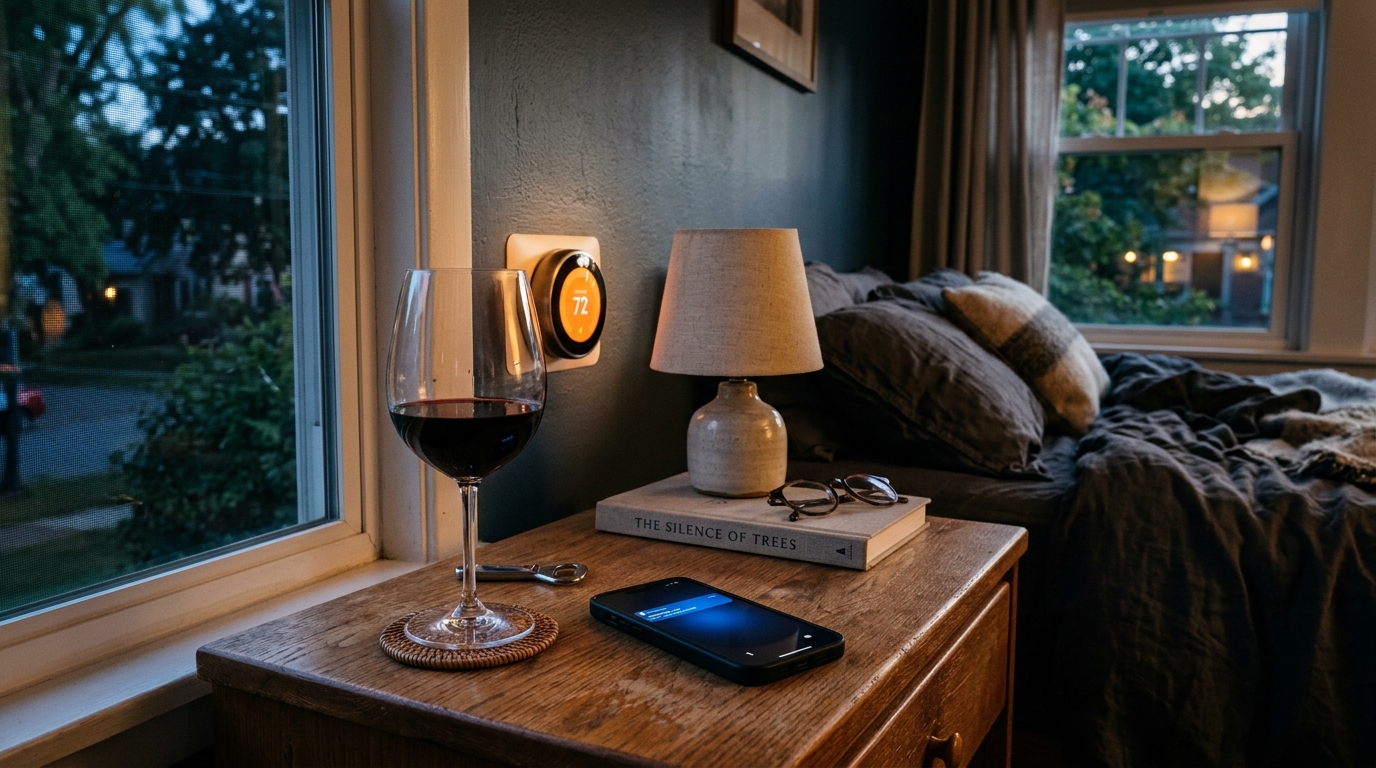 bedroom environment showing sleep disrupting factors