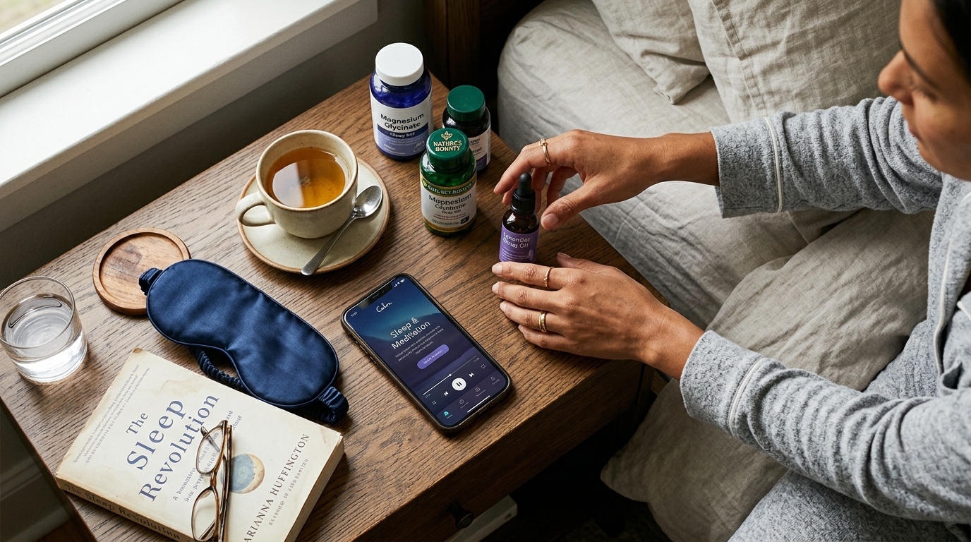 collection of various sleep remedies and supplements
